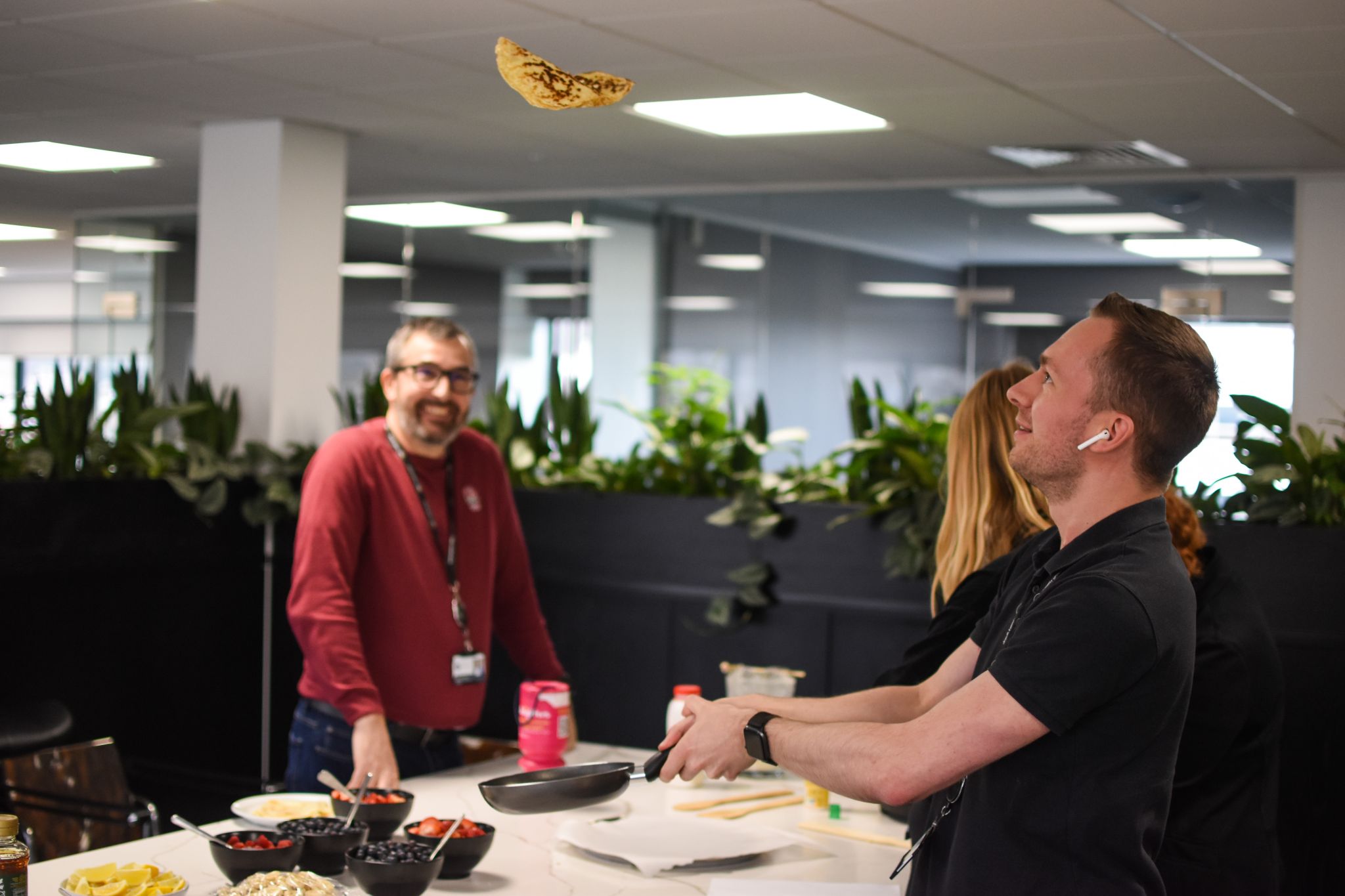 Developer Jordan Porter flipping a Pancake.