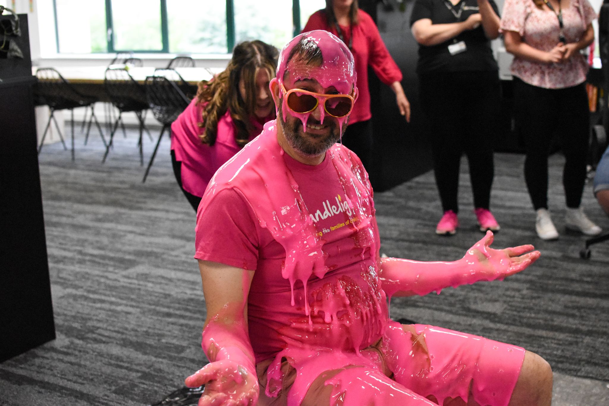 CTO Simon Lamkin getting gunged at our 'I'm an Exec' charity event.